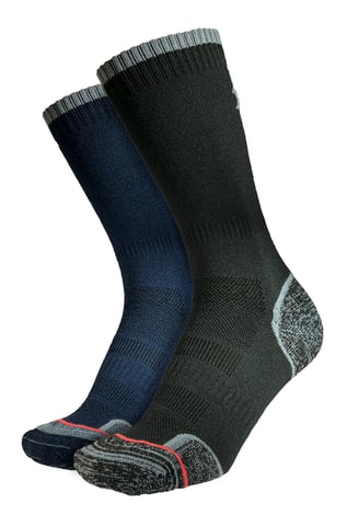 1000 Mile - Pack de 2 Calcetines acolchados transpirables de una capa para hombre - Carbón / Azul Marino
