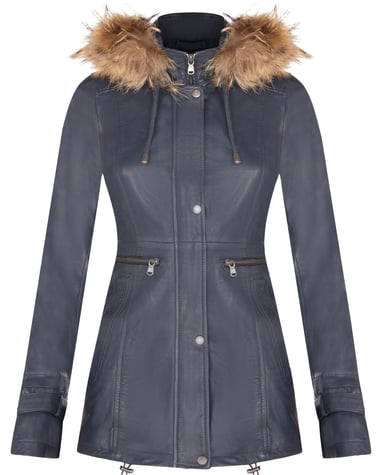 Parka de cuero cálida con capucha para mujer - Northwich