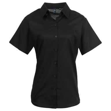 Premier Womens/Ladies Signature Oxford Short-Sleeved Shirt (Black)