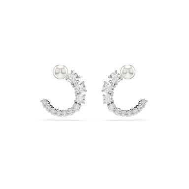 Swarovski 'Matrix' Women's Base Metal Hoop Earrings - Silver 5692260
