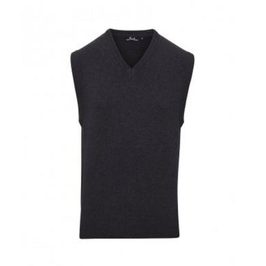 Premier Mens Sleeveless Cotton Acrylic V Neck Sweater (Charcoal)