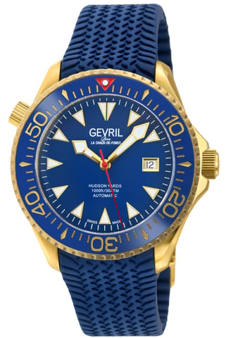 Reloj Gevril Hudson Yards para hombre con esfera azul y dorado.