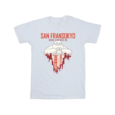 Disney Mens Big Hero 6 Baymax San Fransokyo Heart T-Shirt (White)