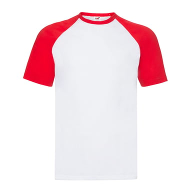 Fruit of the Loom Unisex Adult Contrast Panel Baseball T-Shirt (White/Red)