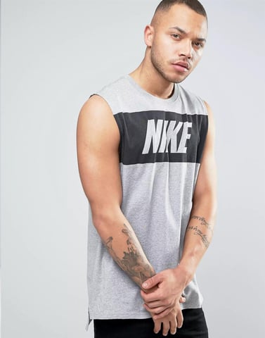 Nike Camiseta Sin Mangas Con Logo Retro En Gris