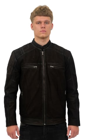 Chaqueta de motociclista de cuero Buff Racer para hombre - Vienna