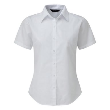 Premier Short Sleeve Poplin Blouse / Plain Work Shirt (White)