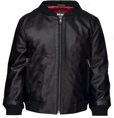 Chaqueta bomber de cuero negra unisex de estilo universitario para niños (1 a 13 años)