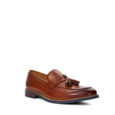 Dune Mens Simley - Leather Contrast Sole Tassel Loafers