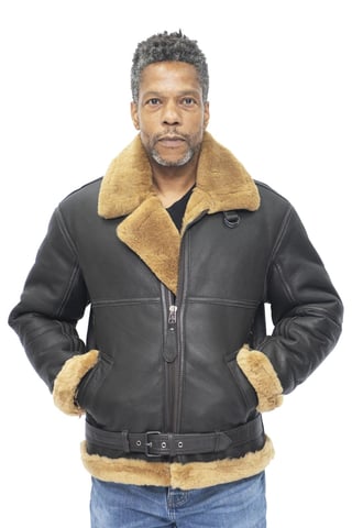 Chaqueta de aviador de piel de oveja de la RAF para hombre - Colchester