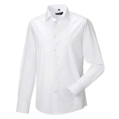 Russell Collection Mens Fitted Long-Sleeved Shirt (White)