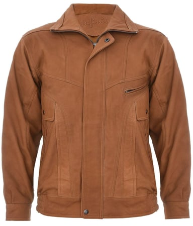 Chaqueta bomber de piel de napa con diseño de blusones