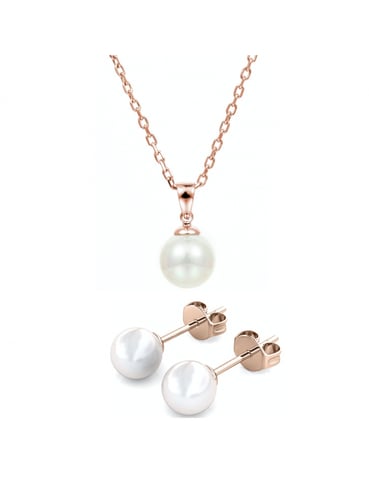 Conjunto de Nácar - Oro rosa y Cristal