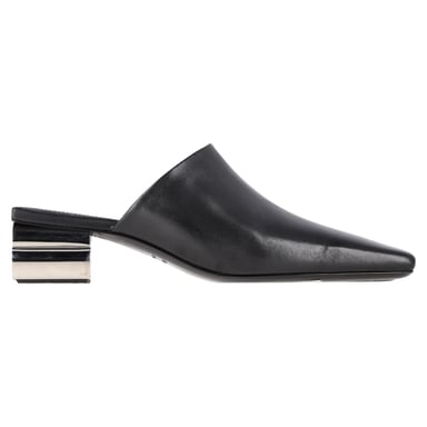 Balenciaga Typo Chrome Heel Mules in Black Leather