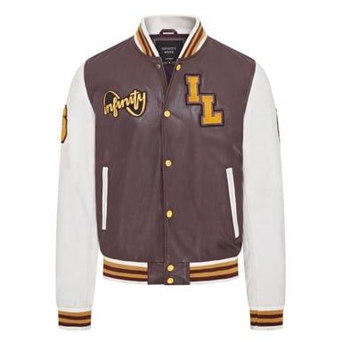 Chaqueta bomber de cuero con diseño de béisbol para hombre - Ashwood