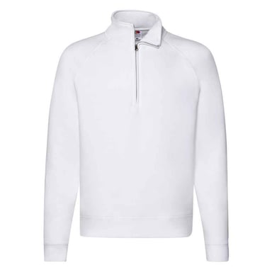 Fruit Of The Loom Mens Premium Zip Neck Heather Sweatshirt (White)