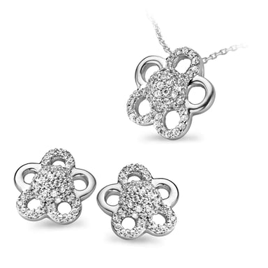 Orphelia Women's 925 Sterling Silver Set: Chain-Pendant + Earrings - Silver SET-5096