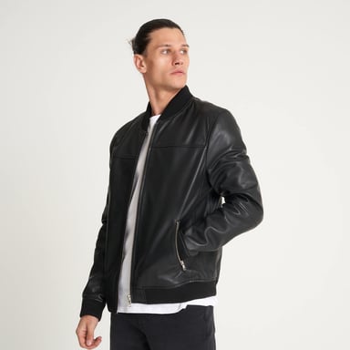 Barneys Originals Fine-Milled Leather Bomber Jacket