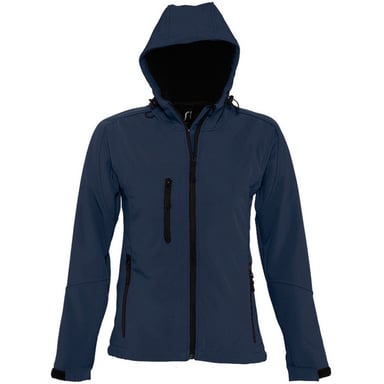SOLS Womens/Ladies Replay Hooded Soft Shell Jacket (Breathable, Windproof And Water Resistant) (French Navy)