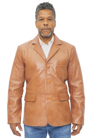 Chaqueta de cuero de tres botones para hombre - Dubai