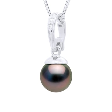 Beaded Pendant Openable White Gold and Real Cultured Tahiti Pearl Round 10-11 mm