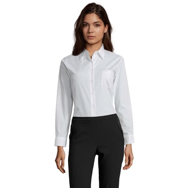 SOLS Womens/Ladies Executive Poplin Long-Sleeved Business Blouse (White)
