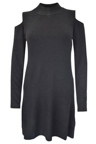 Black Cold Shoulder Knit Top