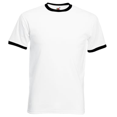 Fruit Of The Loom Mens Ringer Short Sleeve T-Shirt (White/Black)