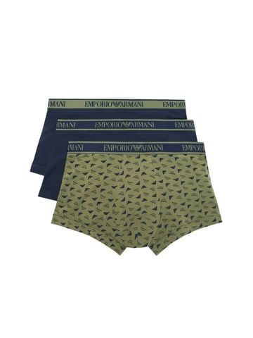 Emporio Armani boxeadores 3 Pack del hombre azul, azul oscuro