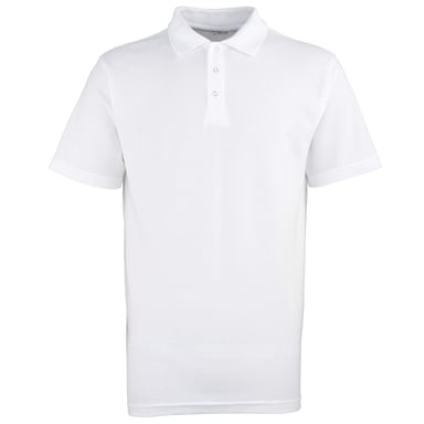 Premier Mens Stud Heavyweight Plain Pique Polo Shirt (White)