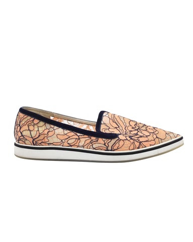 Nicholas Kirkwood Alona Lace Pointed Toe Loafers in Orange Nylon