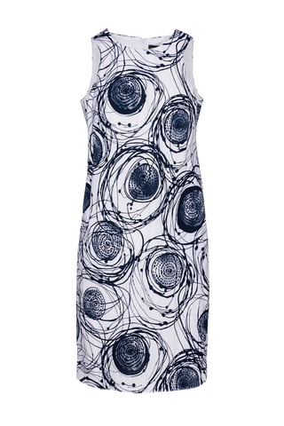 Print Sleeveless Sack Dress in Navy