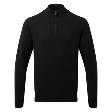Asquith & Fox Mens Cotton Blend Zip Sweatshirt (Black)