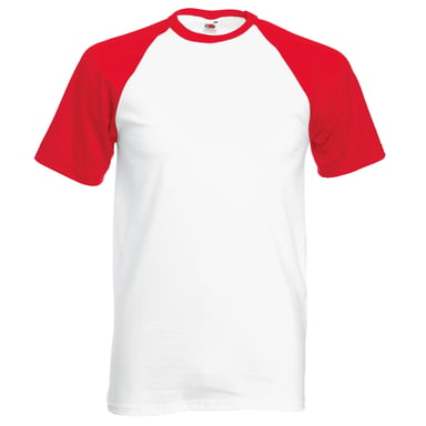 Fruit Of The Loom Mens Short Sleeve Baseball T-Shirt (White/Red)