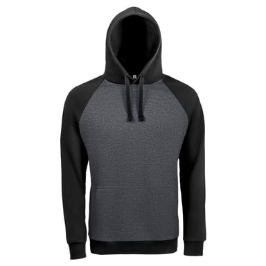 SOLS Unisex Seattle Contrast Raglan Hoodie (Charcoal Marl/Black)