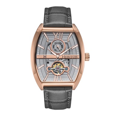 Reloj automático Heritor Masterson semiesqueleto con correa de cuero
