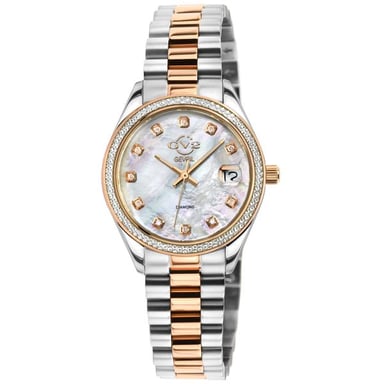 Reloj GV2 para mujer Turin Swiss Diamond IPRG de acero inoxidable con bisel de madre perla