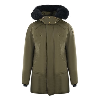 Parka de plumon verde con ribete negro Stage Lake de Moose Knuckles