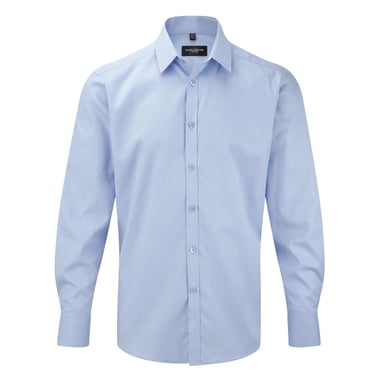 Russell Mens Herringbone Long Sleeve Work Shirt (Light Blue)