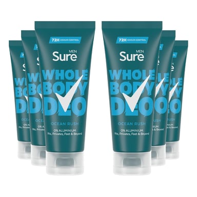 Sure Men Whole Body Deodorant Cream Ocean Rush with 72H Odour Control 75ml, 6 Pk