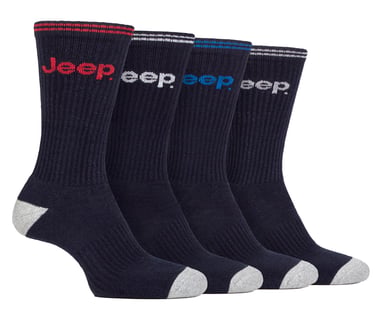 Calcetines Deportivos para Hombre | Jeep | 4 Pack Calcetines de Algodón para Correr con Talón y Puntera Reforzados - Azul Marino