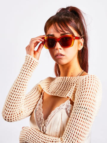 Brown cat eye angular sunglasses