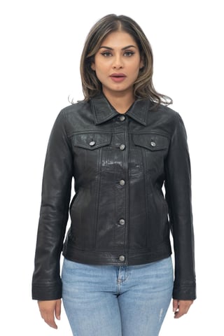 Chaqueta vaquera de cuero para mujer - Anderlecht