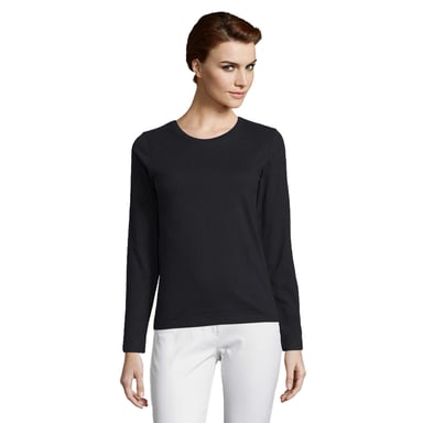 SOLS Womens/Ladies Imperial Long-Sleeved T-Shirt (Deep Black)