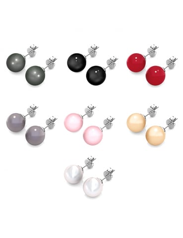 Pendientes en caja de perlas de colores de 7 días - Plata y multicolor