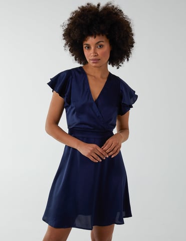 Double Angel Sleeve Wrap Dress