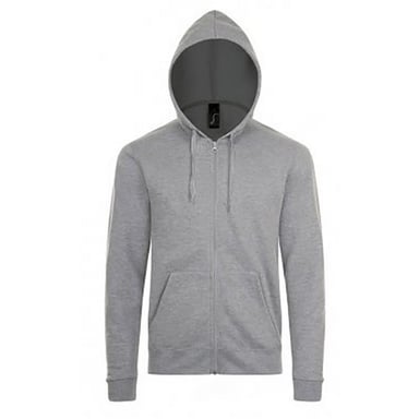 SOLS Mens Stone Zip Up Plain Hoodie (Grey Marl)