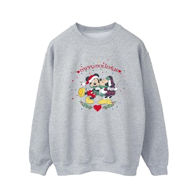 Disney Mens Mickey Mouse Mickey Minnie Christmas Sweatshirt (Sports Grey)