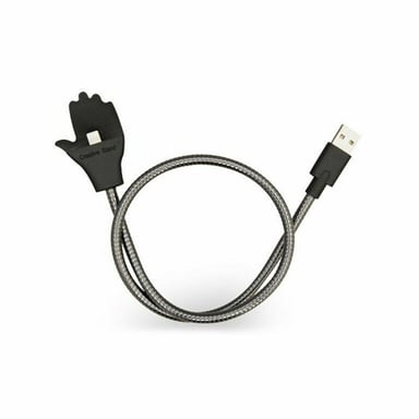 Aquarius 2In1 Lazy MicroUSB Charging Cable With FlexibleHolder DockStand, Silver