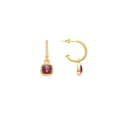 Pendientes Luxenter Ourhis con Cristal Morado acabado en oro amarillo de 18K